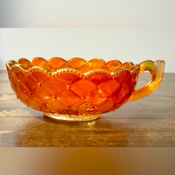ANTIQUE IMPERIAL CARNIVAL GLASS QUILTED PANSY NAPPY BOWL RUBYGOLD MARIGOLD - Picture 1 of 10